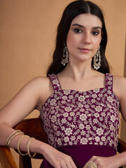 Women Floral Zari and Sequinned Embroidered Ethnic Dress