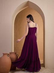 Women Floral Zari and Sequinned Embroidered Ethnic Dress