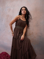 Shoulder Straps A-Line Maxi Dress