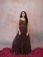 Shoulder Straps A-Line Maxi Dress