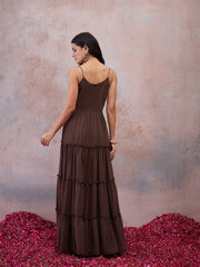 Shoulder Straps A-Line Maxi Dress