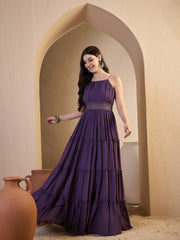Shoulder Straps Fit and Flare Ethnic Dresses