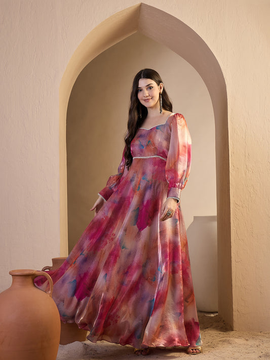 Printed Gown Maxi Ethnic Dresses