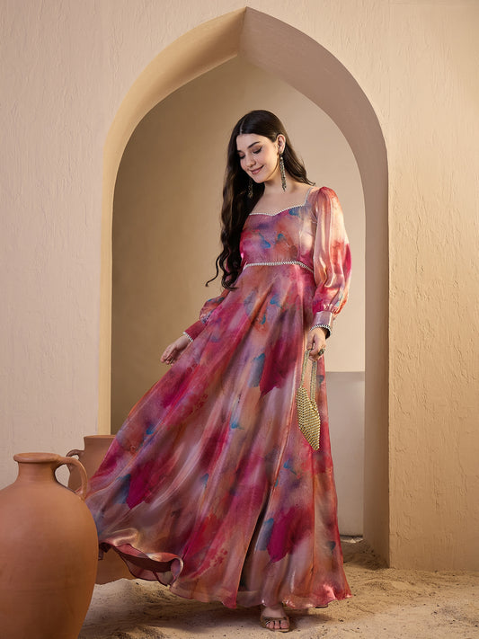 Printed Gown Maxi Ethnic Dresses