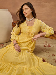 Women Ethnic Motifs Chikankari Embroidered Ethnic Dress