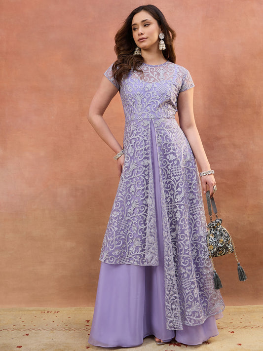 Embroidered Round Neck Gown Ethnic Dresses