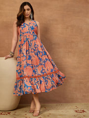 Floral Print Georgette Fit & Flare Midi Dress
