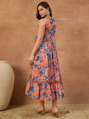 Floral Print Georgette Fit & Flare Midi Dress