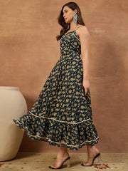 Floral Printed Fit & Flare Midi Ethnic Dresses