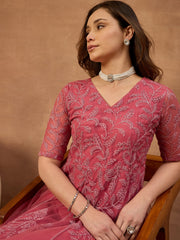 Embroidered V-Neck Gown Maxi Dress