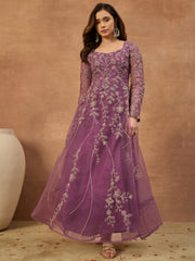 Embroidered Sweetheart Neck Gown Maxi Dress