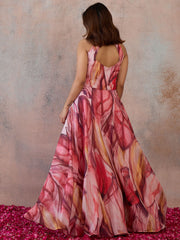 Printed V-Neck A-Line Ethnic Dresses