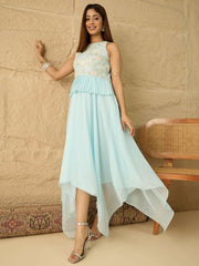 Embellished Round Neck A-Line Ethnic Dresses