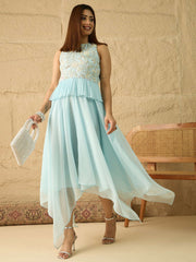Embellished Round Neck A-Line Ethnic Dresses