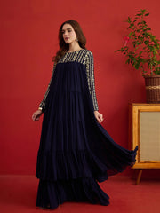 Embroidered Round Neck Maxi Ethnic Dresses