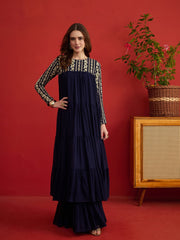 Embroidered Round Neck Maxi Ethnic Dresses