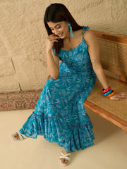 Embroidered Shoulder Straps Gown Maxi Dress