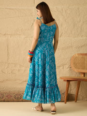 Embroidered Shoulder Straps Gown Maxi Dress