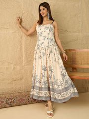 Printed Shoulder Straps Fit & Flare Ethnic Dresses