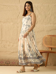 Printed Shoulder Straps Fit & Flare Ethnic Dresses
