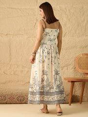 Printed Shoulder Straps Fit & Flare Ethnic Dresses