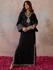 Embroidered V-Neck Kaftan Ethnic Dresses