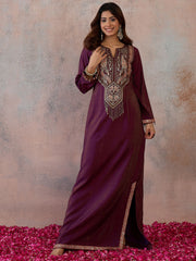 Embroidered V-Neck Kaftan Ethnic Dresses