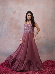 Embroidered Shoulder Straps A-Line Ethnic Dresses