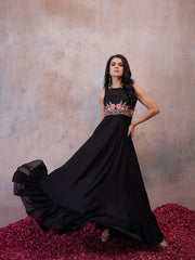 Embroidered Round Neck Maxi Dress