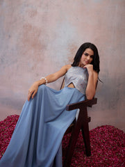 Printed Halter Neck Gown Ethnic Dresses