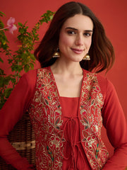 Embroidered Square Neck Maxi Dress