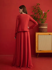 Embroidered Square Neck Maxi Dress