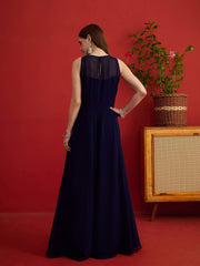 Embroidered Round Neck A-Line Ethnic Dresses