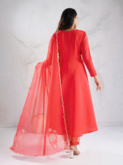 Women Floral Panelled Thread Work Kurta with Trousers & With Dupatta