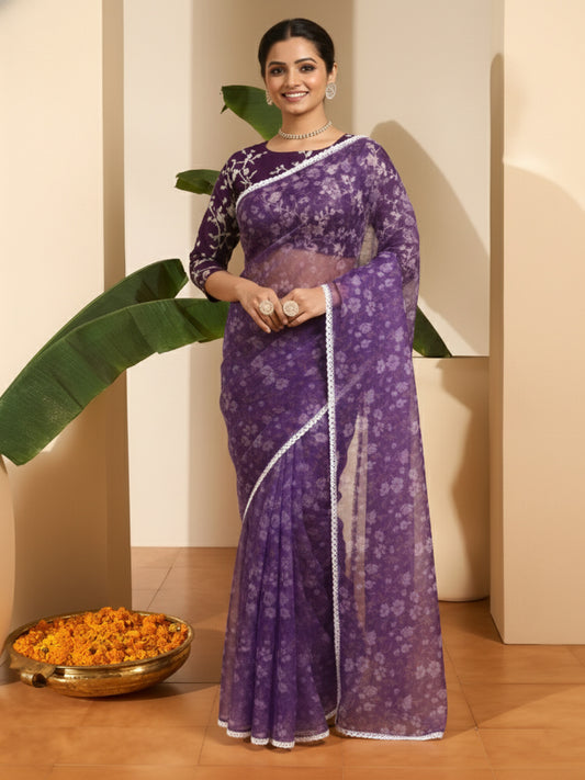 Floral Organza Saree