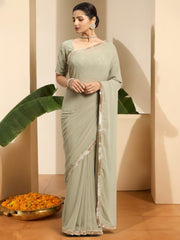 Sequinned Poly Georgette Saree