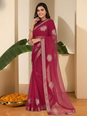 Embellished Zari Net Saree