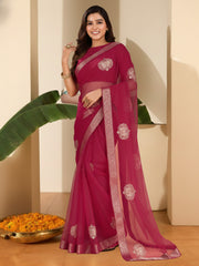 Embellished Zari Net Saree