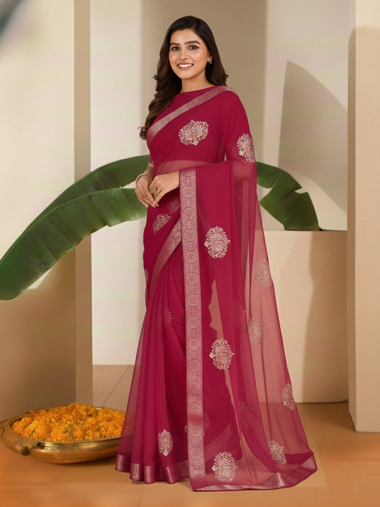 Embellished Zari Net Saree