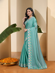 Floral Embroidered Organza Designer Saree