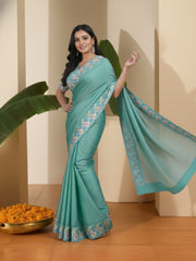 Floral Embroidered Organza Designer Saree