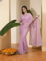 Embellished Embroidered Poly Chiffon Heavy Work Saree
