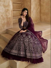 Embroidered Semi-Stitched Lehenga & Unstitched Blouse With Dupatta