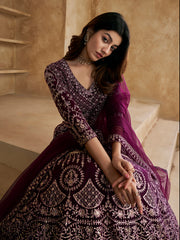 Embroidered Semi-Stitched Lehenga & Unstitched Blouse With Dupatta
