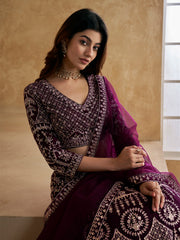 Embroidered Semi-Stitched Lehenga & Unstitched Blouse With Dupatta