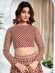 Embroidered Semi-Stitched Lehenga & Blouse With Dupatta
