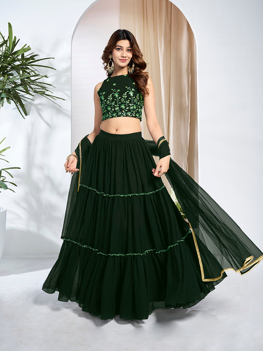 Embroidered Thread Work Ready to Wear Lehenga & Blouse With Dupatta