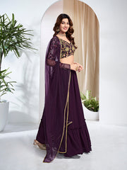 Embroidered Thread Work Ready to Wear Lehenga & Semi-Stitched Blouse With Dupatta