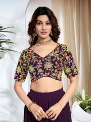 Embroidered Thread Work Ready to Wear Lehenga & Semi-Stitched Blouse With Dupatta