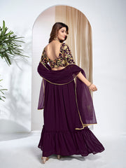 Embroidered Thread Work Ready to Wear Lehenga & Semi-Stitched Blouse With Dupatta